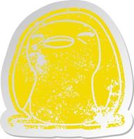 distressed old sticker kawaii of a cute penguin vector