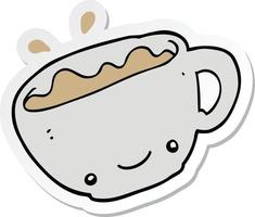 sticker of a cartoon cup of coffee vector