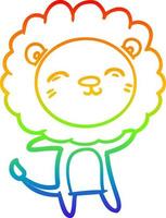 rainbow gradient line drawing cartoon lion vector