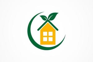 logotipo de bienes raíces de hoja verde vector