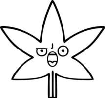 line drawing cartoon marijuana leaf vector