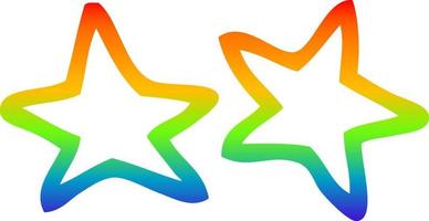 rainbow gradient line drawing cartoon stars vector