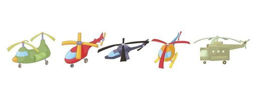 conjunto de iconos de helicóptero, estilo de dibujos animados vector