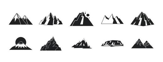 conjunto de iconos de montaña, estilo simple vector