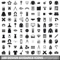 100 design guidance icons set, simple style vector