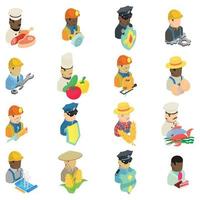 Employee icons set, isometric style vector