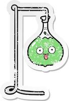 distressed sticker of a cartoon science experiment vector