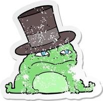 distressed sticker of a cartoon rich toad vector