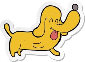 sticker of a cartoon happy dog vector