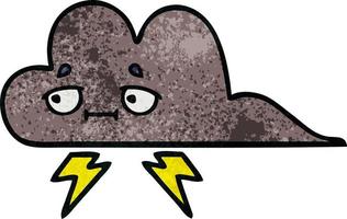 retro grunge texture cartoon storm cloud vector