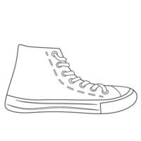 líneas en blanco y negro. zapatilla elegante, cordones.vector. vector