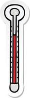 sticker of a quirky hand drawn cartoon thermometer vector