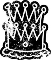 grunge icon drawing of two crowns vector