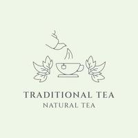 natural tea logo line art minimalist vector illustration design icon