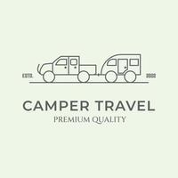 camper travel logo line art minimalist vector illustration design icon