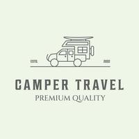 contorno camper travel logo línea arte minimalista vector ilustración diseño icono