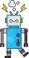 robot de dibujos animados de textura grunge retro vector