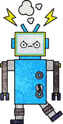 retro grunge texture cartoon robot