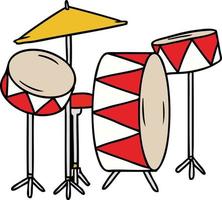 cartoon doodle of a drum kit vector