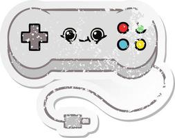 distressed sticker of a cute cartoon game controller vector