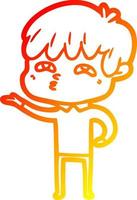 warm gradient line drawing cartoon curious man vector