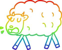 rainbow gradient line drawing cartoon sheep vector