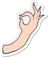 sticker of a cartoon hand symbol vector