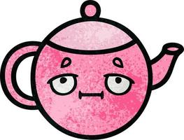 retro grunge texture cartoon teapot vector