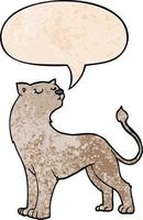 cartoon lioness and speech bubble in retro texture style vector