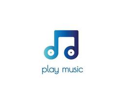 Record note play music logo design