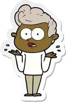 sticker of a cartoon staring man vector