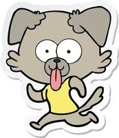 sticker of a cartoon dog with tongue sticking out vector