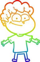 rainbow gradient line drawing cartoon happy man vector