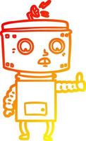 warm gradient line drawing cartoon robot vector