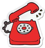 sticker of a cartoon old telephone vector