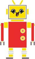 flat color retro cartoon robot vector