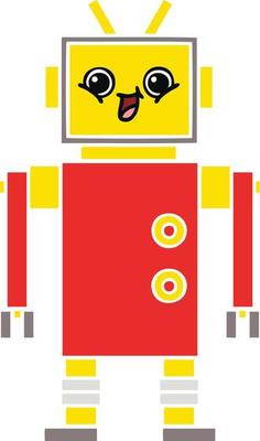 flat color retro cartoon robot