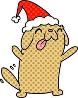 dibujos animados de navidad de perro kawaii vector