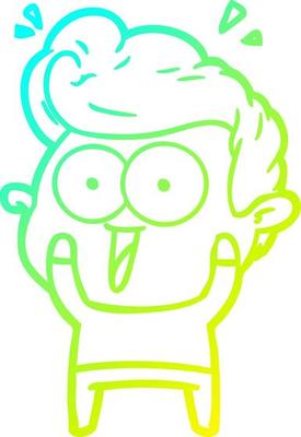 cold gradient line drawing cartoon excited man