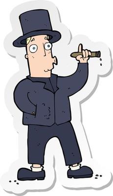 sticker of a cartoon smoking gentleman