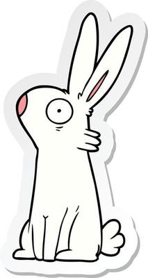 sticker of a cartoon startled rabbit