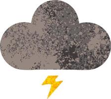 retro illustration style cartoon storm cloud vector