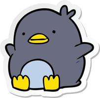 sticker of a cute cartoon penguin vector