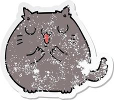 distressed sticker of a happy cartoon cat vector