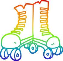 rainbow gradient line drawing cartoon roller boots vector