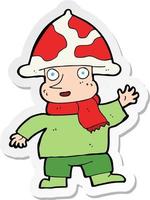 sticker of a cartoon mushroom man vector