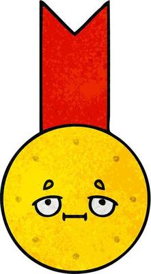 retro grunge texture cartoon gold medal