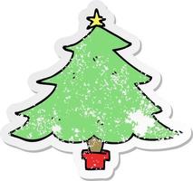 distressed sticker of a cartoon christmas tree vector