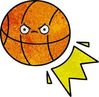 retro grunge texture cartoon basketball vector