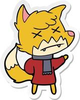 sticker of a cartoon dead fox vector